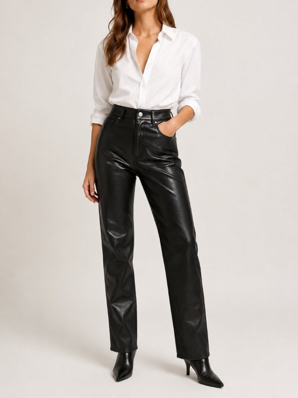 Wilfred Melina Vegan Leather Pants Black High Rise Straight Leg Size 0